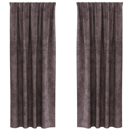 Velour Gardiner 2 stk. Brun 225 x 140 cm Fløjl