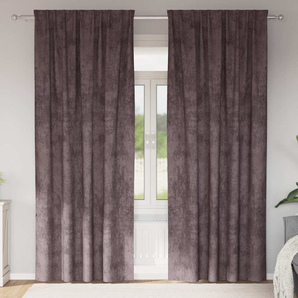 Velour Gardiner med gardiner 2 pcs Brun 245 x 140 cm Fløjl