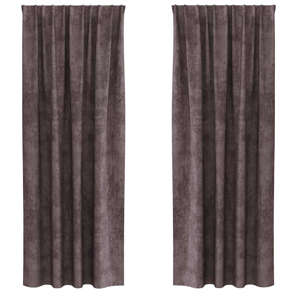 Velour Gardiner med gardiner 2 pcs Brun 245 x 140 cm Fløjl