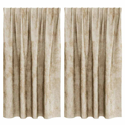 Velour Gardiner 2 stk. Creme 140 x 140 cm Fløjl
