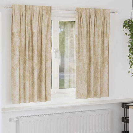 Velour Gardiner 2 stk. Creme 175 x 140 cm Fløjl
