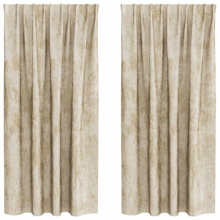 Velour Gardiner 2 stk. Creme 175 x 140 cm Fløjl