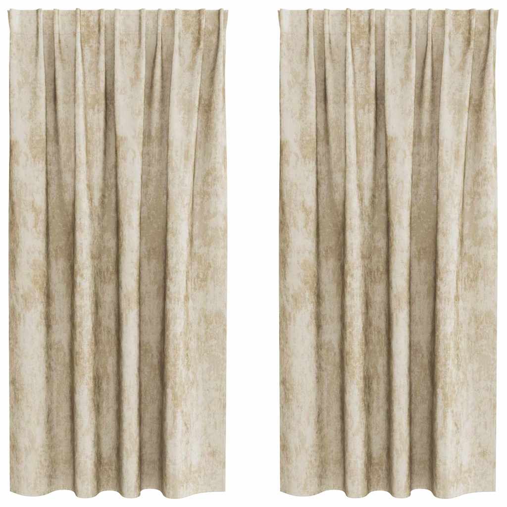 Velour Gardiner med gardiner 2 pcs Creme 175 x 140 cm Fløjl