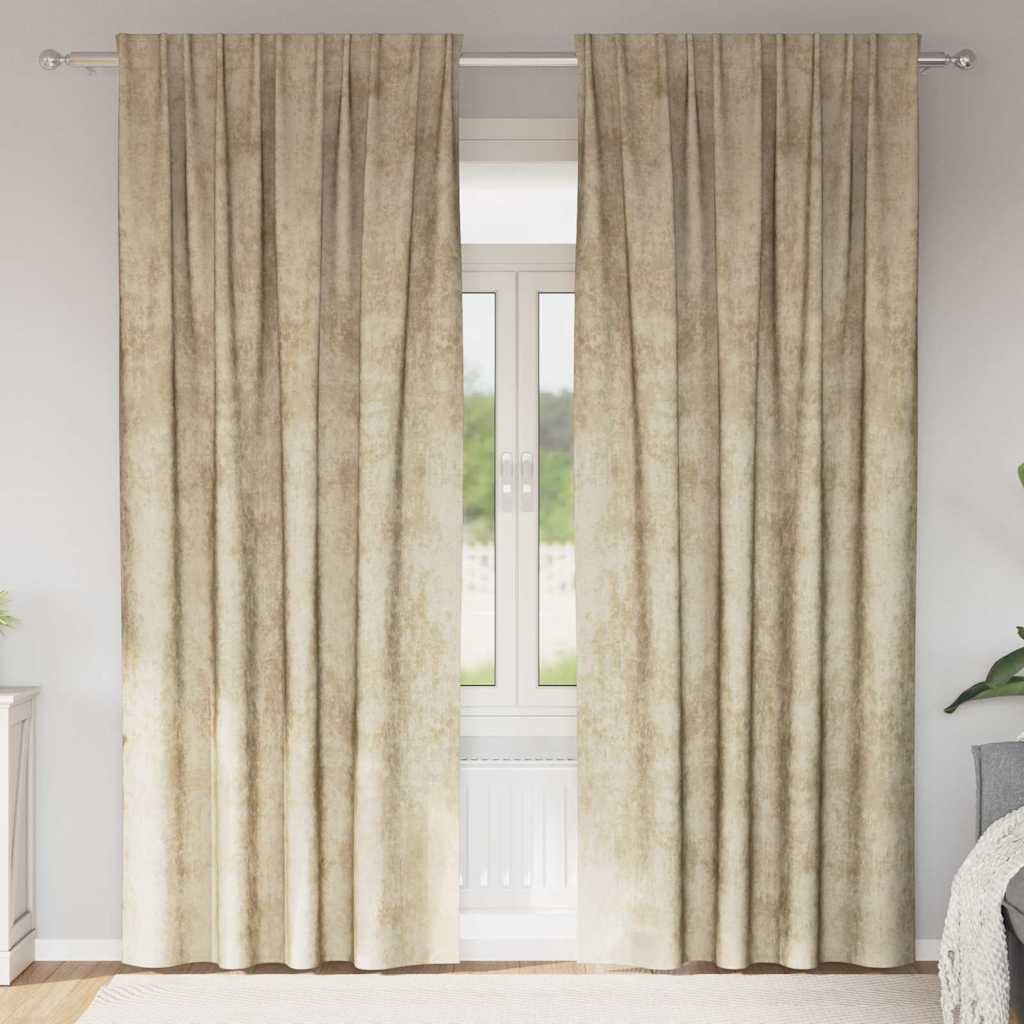 Velour Gardiner med gardiner 2 pcs Creme 225 x 140 cm Fløjl