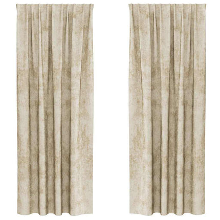 Velour Gardiner 2 stk. Creme 225 x 140 cm Fløjl