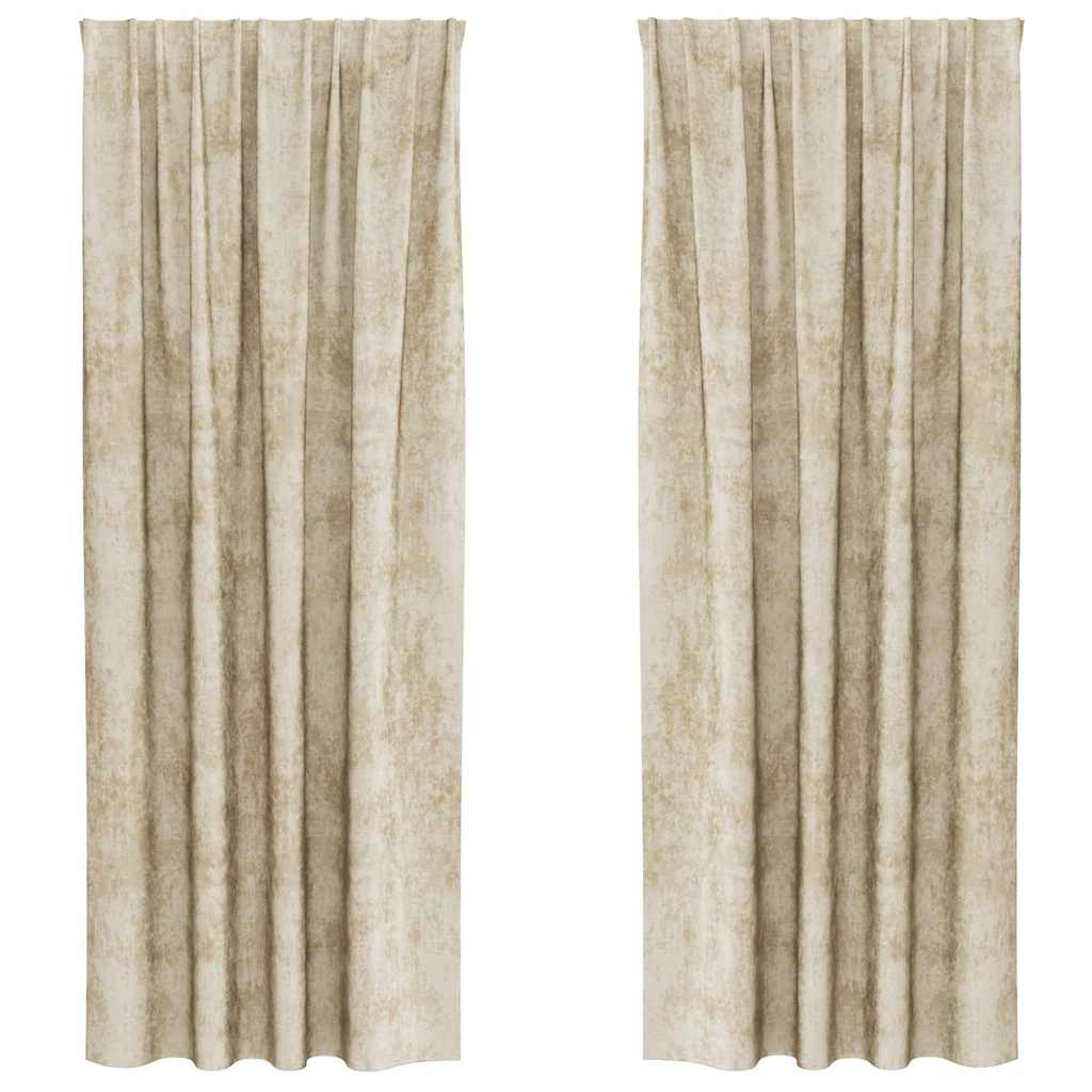 Velour Gardiner med gardiner 2 pcs Creme 225 x 140 cm Fløjl