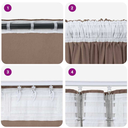 Velour Gardiner 2 stk. Cappuccino 225 x 140 cm Fløjl