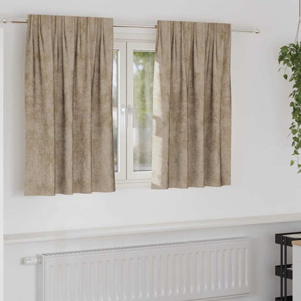 Velour Gardiner 2 stk. champagnefarvet 140 x 140 cm Fløjl