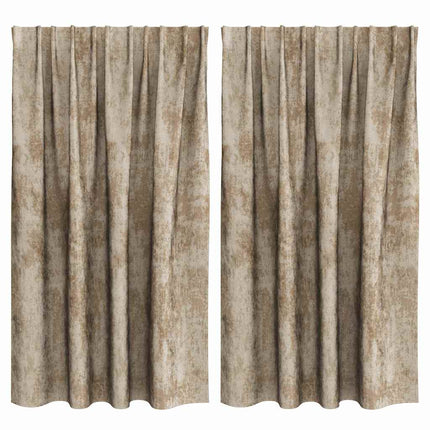 Velour Gardiner 2 stk. champagnefarvet 140 x 140 cm Fløjl