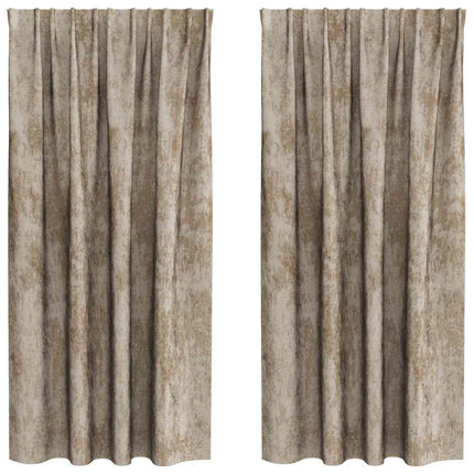 Velour Gardiner 2 stk. champagnefarvet 175 x 140 cm Fløjl