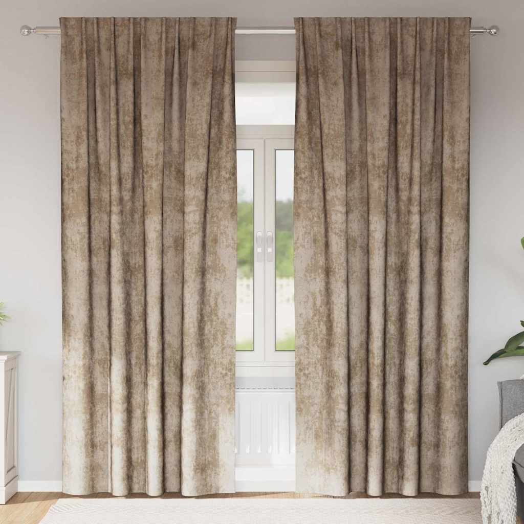 Velour Gardiner 2 pcs champagnefarvet 225 x 140 cm Fløjl