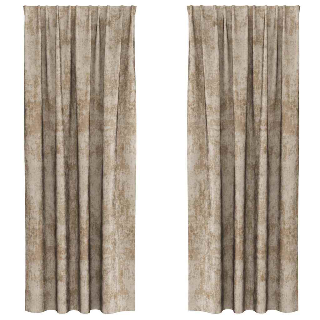Velour Gardiner 2 pcs champagnefarvet 225 x 140 cm Fløjl
