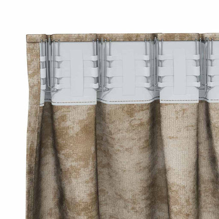 Velour Gardiner 2 stk. champagnefarvet 260 x 140 cm Fløjl
