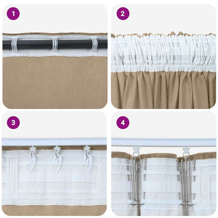 Velour Gardiner 2 stk. champagnefarvet 260 x 140 cm Fløjl