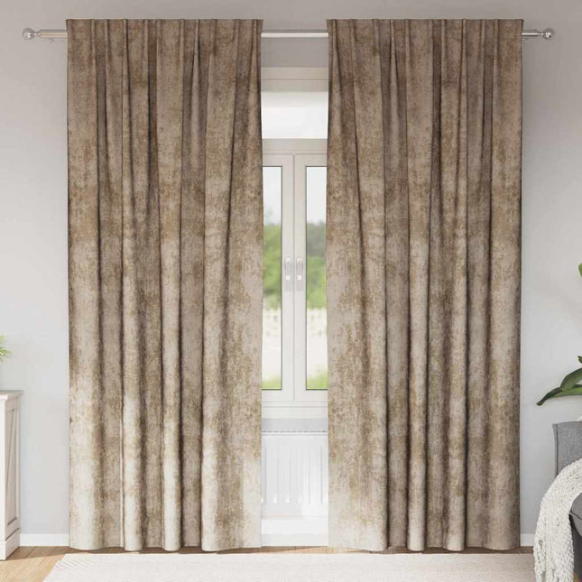 Velour Gardiner 2 pcs champagnefarvet 260 x 140 cm Fløjl