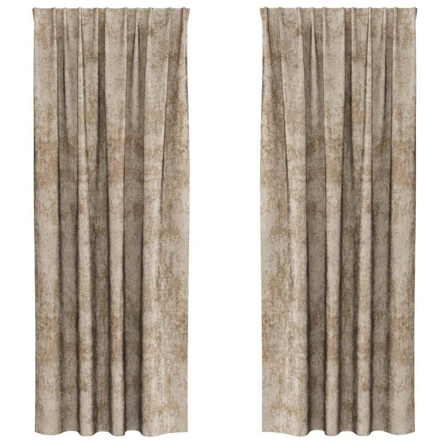 Velour Gardiner 2 pcs champagnefarvet 260 x 140 cm Fløjl