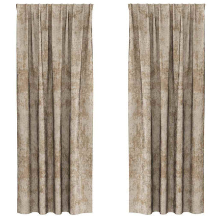 Velour Gardiner 2 stk. champagnefarvet 260 x 140 cm Fløjl