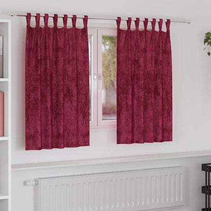 Velour Gardiner 2 stk. Vinrød 140 x 140 cm Fløjl