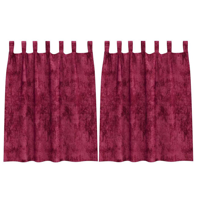 Velour Gardiner med gardiner 2 pcs Vinrød 140 x 140 cm Fløjl