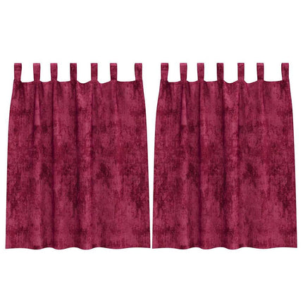Velour Gardiner 2 stk. Vinrød 140 x 140 cm Fløjl