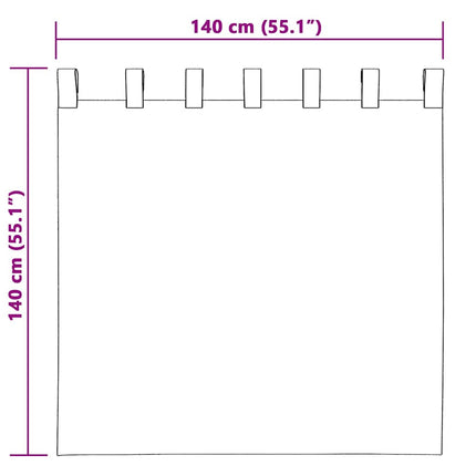 Velour Gardiner 2 stk. Vinrød 140 x 140 cm Fløjl