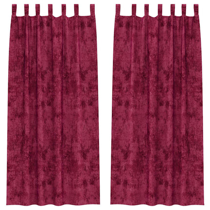 Velour Gardiner med gardiner 2 pcs Vinrød 225 x 140 cm Fløjl