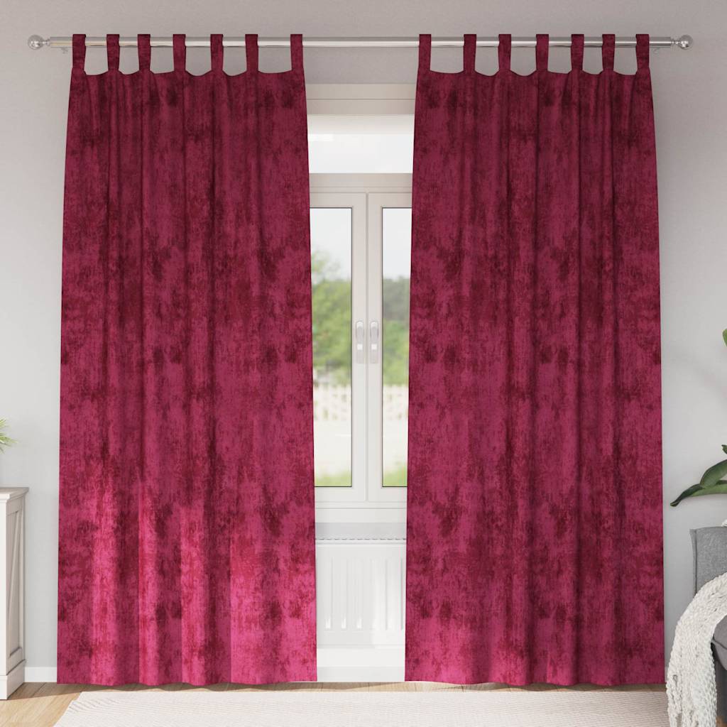 Velour Gardiner med gardiner 2 pcs Vinrød 245 x 140 cm Fløjl