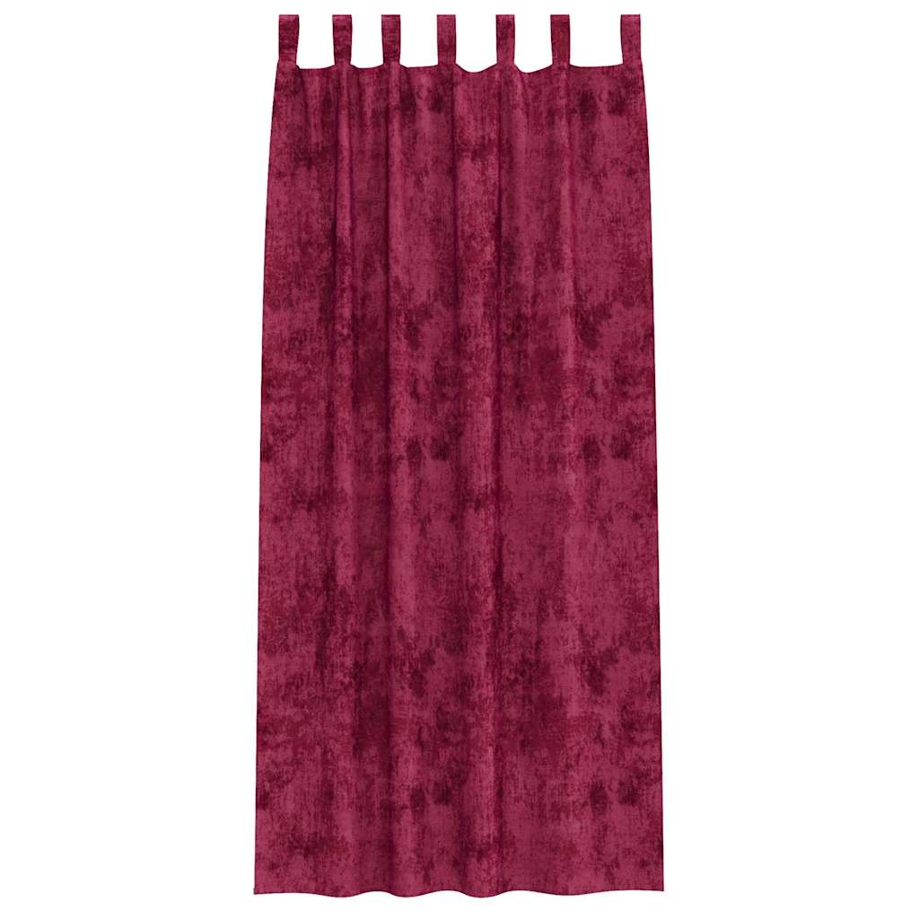 Velour Gardiner med gardiner 2 pcs Vinrød 245 x 140 cm Fløjl
