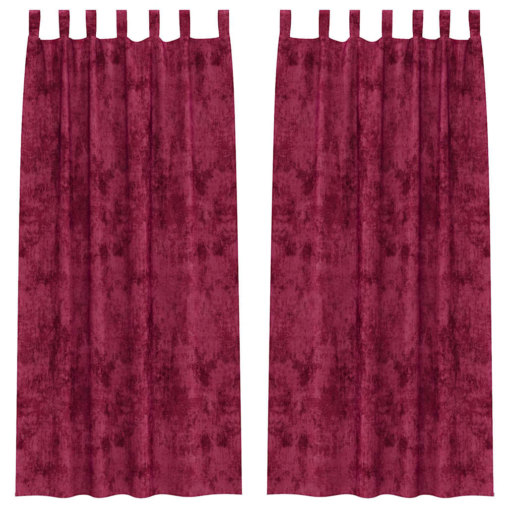 Velour Gardiner med gardiner 2 pcs Vinrød 260 x 140 cm Fløjl