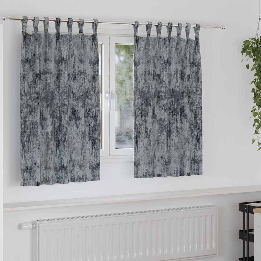 Velour Gardiner med gardiner 2 pcs Sølvgrå 140 x 140 cm Fløjl