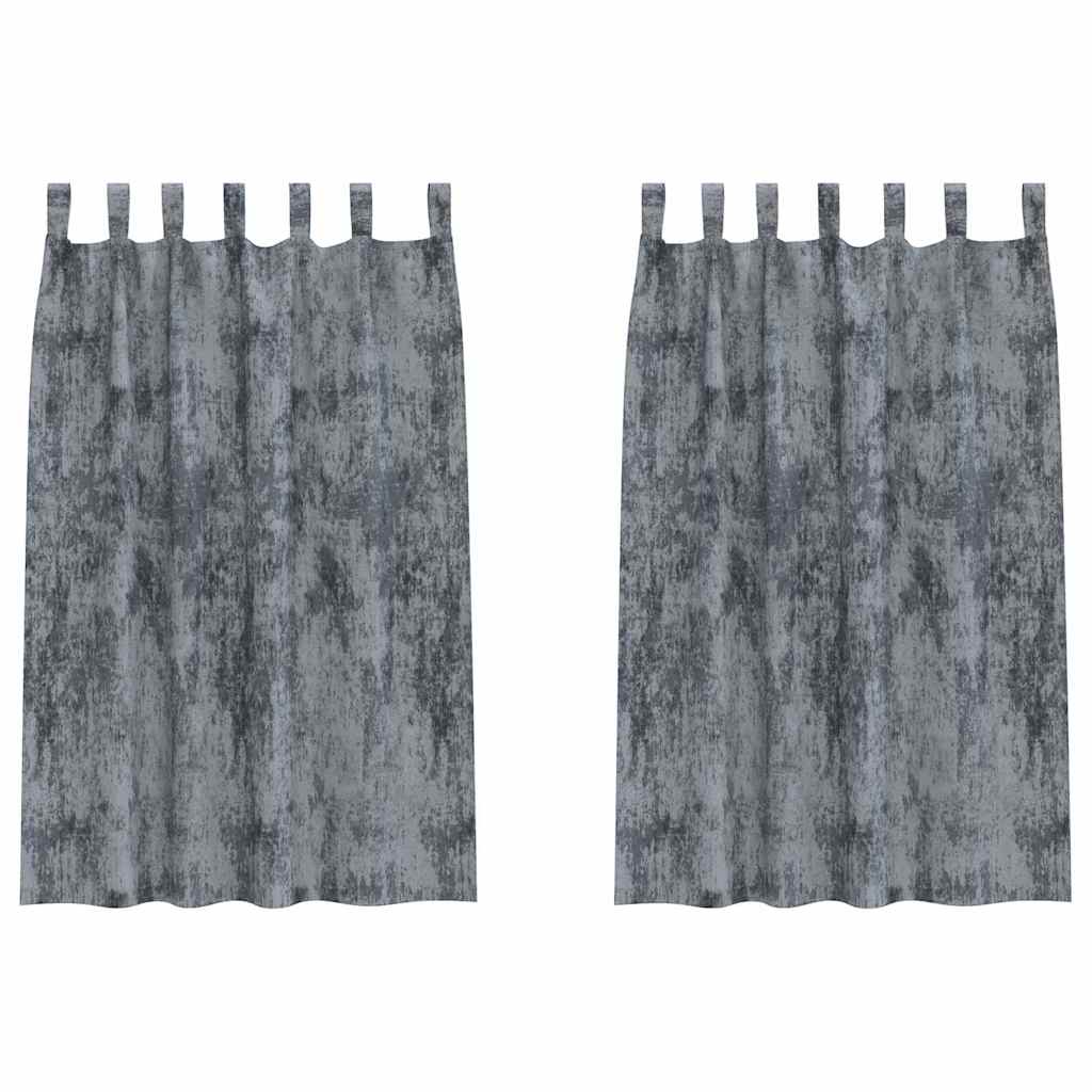 Velour Gardiner med gardiner 2 pcs Sølvgrå 175 x 140 cm Fløjl