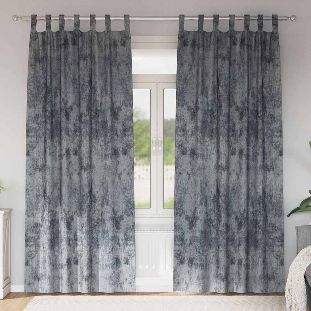 Velour Gardiner med gardiner 2 pcs Sølvgrå 260 x 140 cm Fløjl