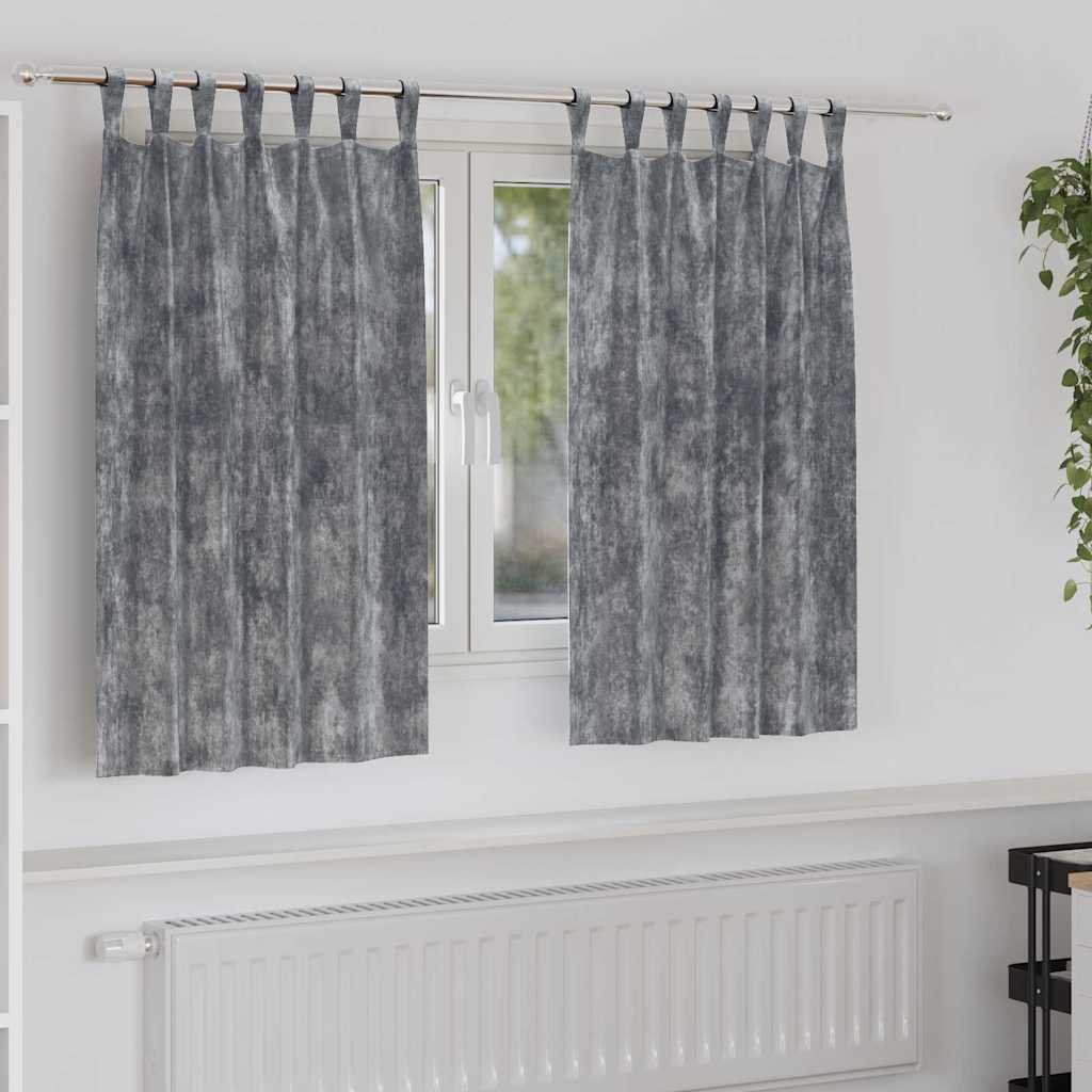 Velour Gardiner med gardiner 2 pcs Grå 140 x 140 cm Fløjl