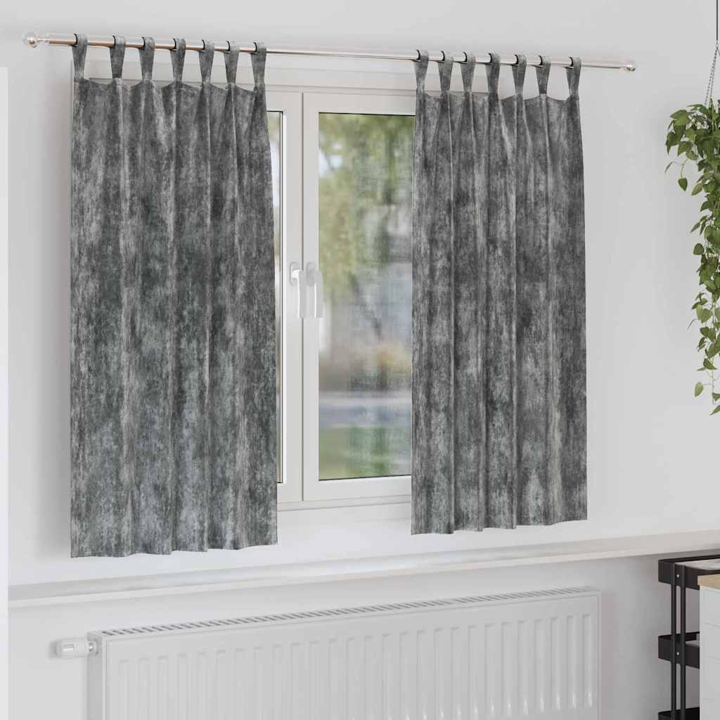 Velour Gardiner med gardiner 2 pcs Grå 175 x 140 cm Fløjl