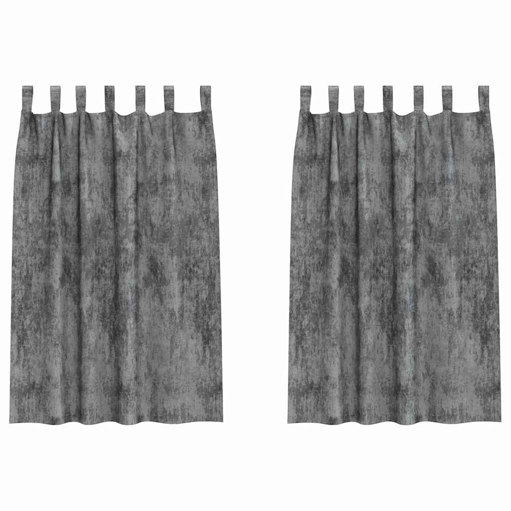 Velour Gardiner med gardiner 2 pcs Grå 175 x 140 cm Fløjl