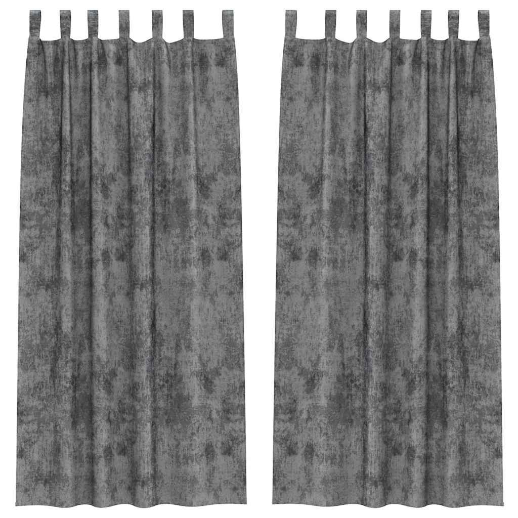 Velour Gardiner med gardiner 2 pcs Grå 245 x 140 cm Fløjl