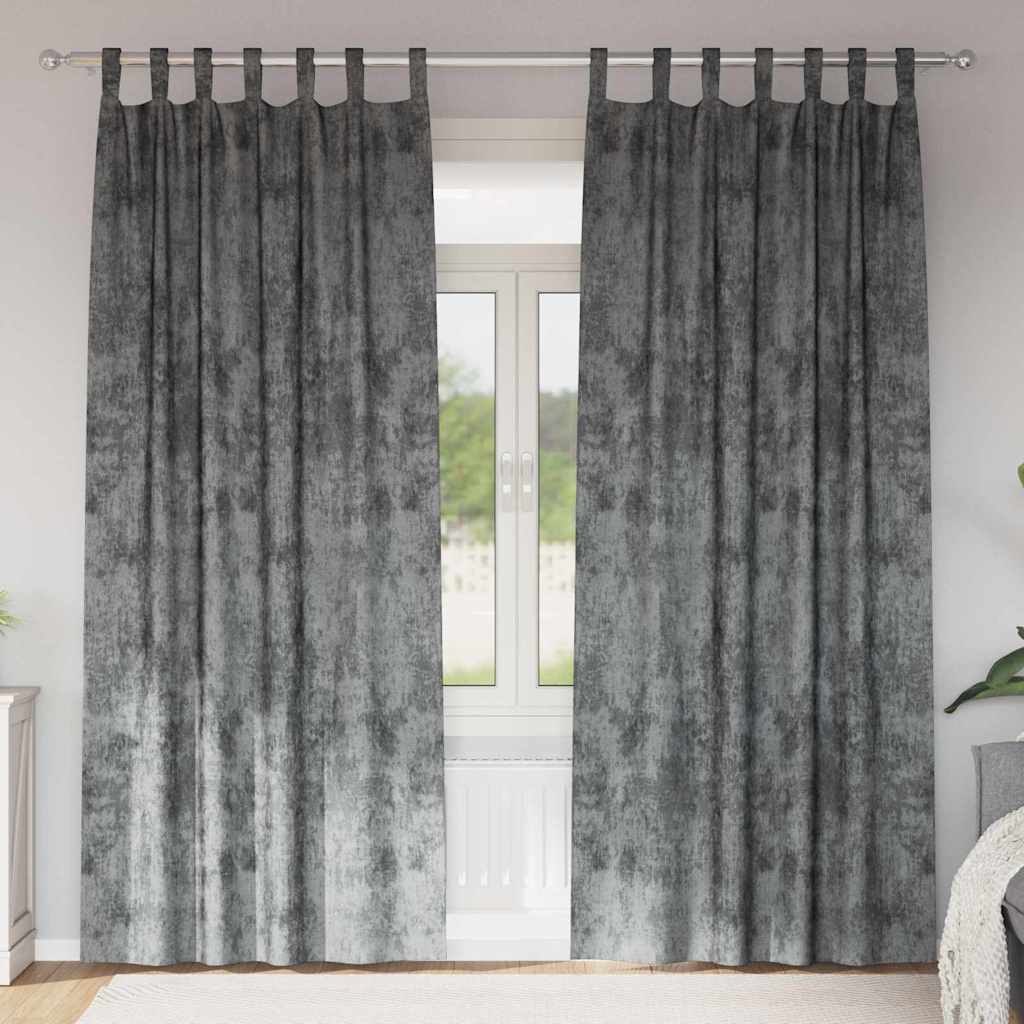 Velour Gardiner med gardiner 2 pcs Grå 260 x 140 cm Fløjl