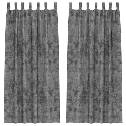 Velour Gardiner 2 stk. Grå 260 x 140 cm Fløjl