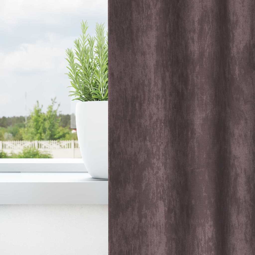 Velour Gardiner med gardiner 2 pcs Brun 175 x 140 cm Fløjl