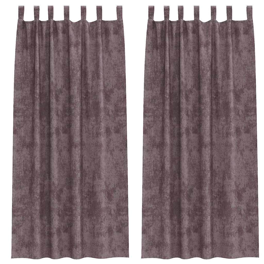Velour Gardiner med gardiner 2 pcs Brun 245 x 140 cm Fløjl