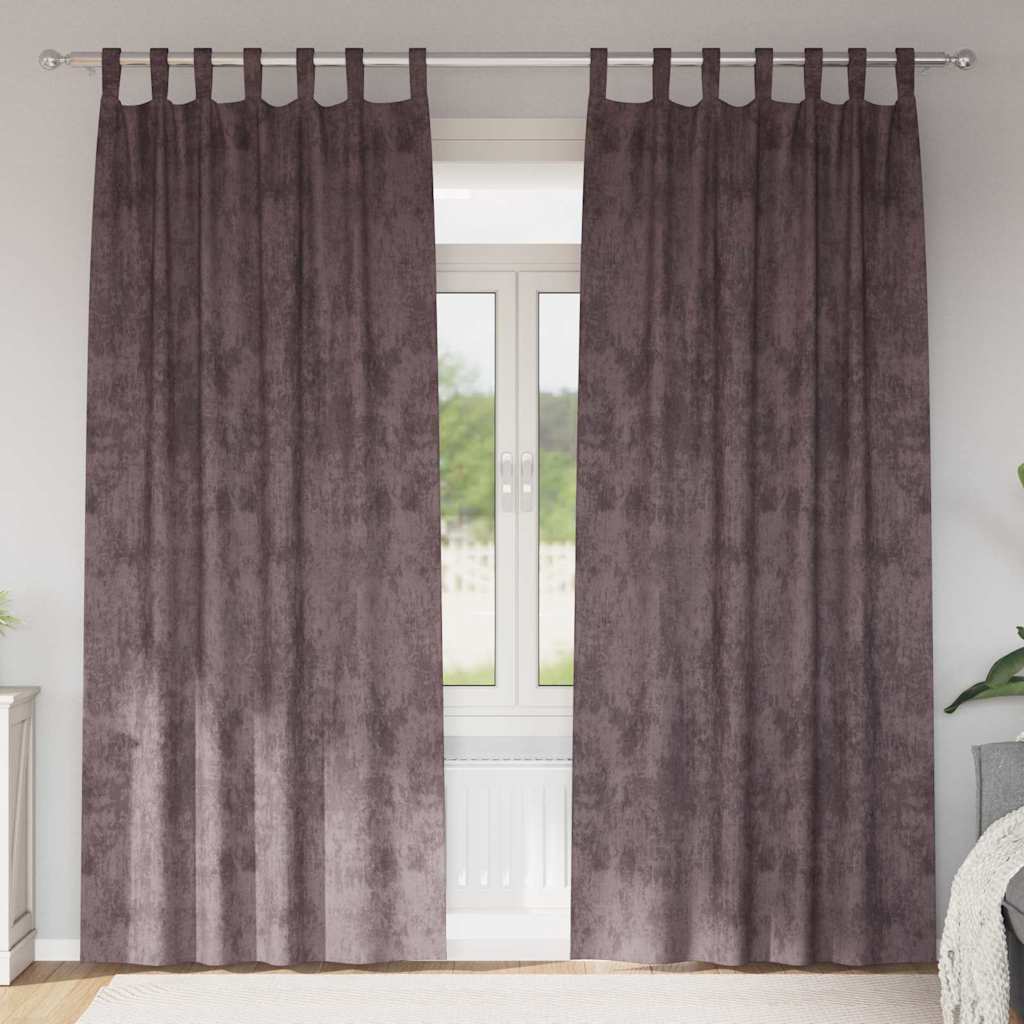 Velour Gardiner med gardiner 2 pcs Brun 260 x 140 cm Fløjl