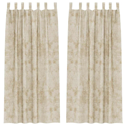 Velour Gardiner 2 stk. Creme 225 x 140 cm Fløjl