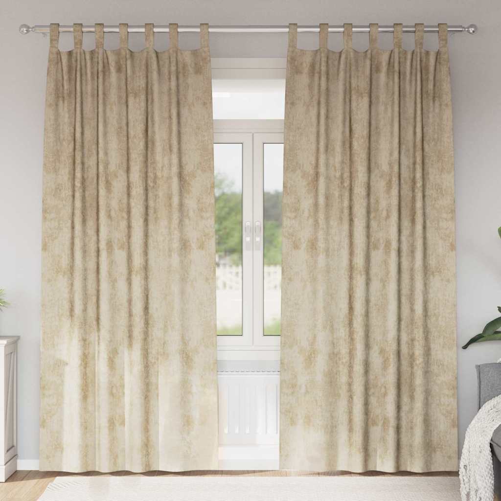 Velour Gardiner med gardiner 2 pcs Creme 260 x 140 cm Fløjl