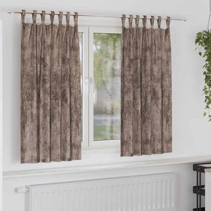 Velour Gardiner 2 stk. Cappuccino 175 x 140 cm Fløjl
