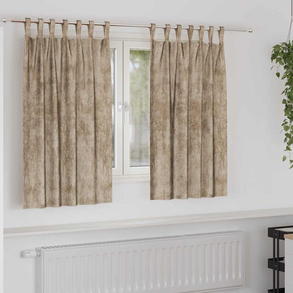 Velour Gardiner 2 pcs champagnefarvet 140 x 140 cm Fløjl