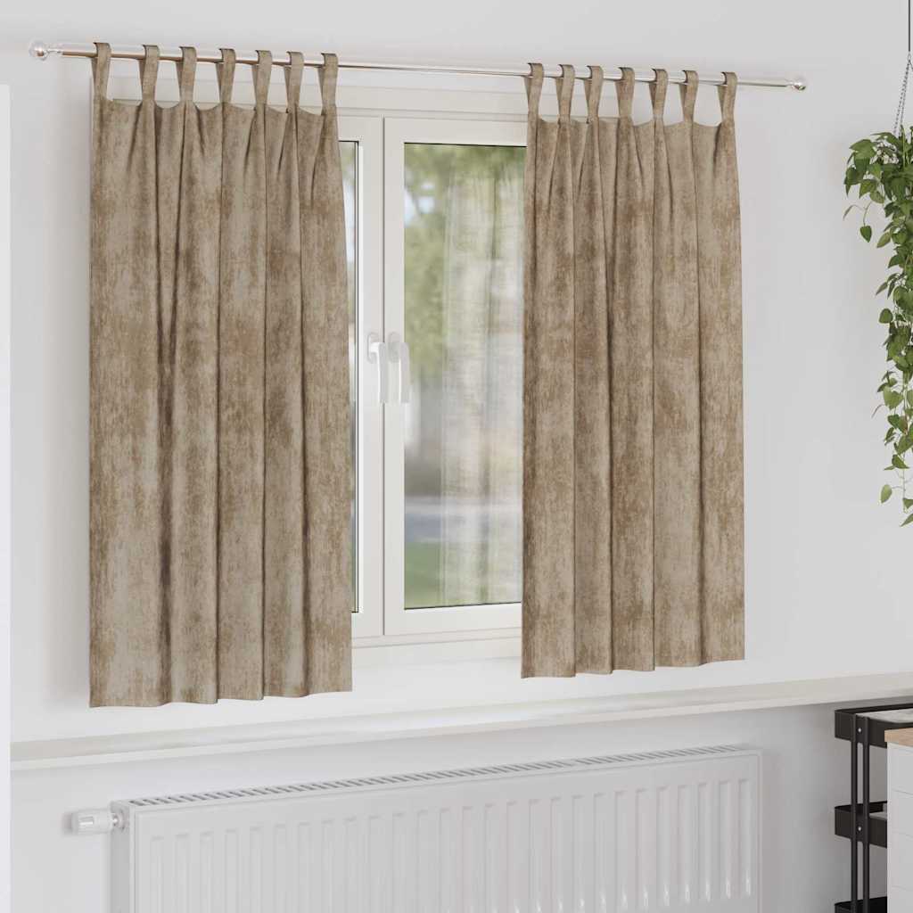 Velour Gardiner 2 pcs champagnefarvet 175 x 140 cm Fløjl