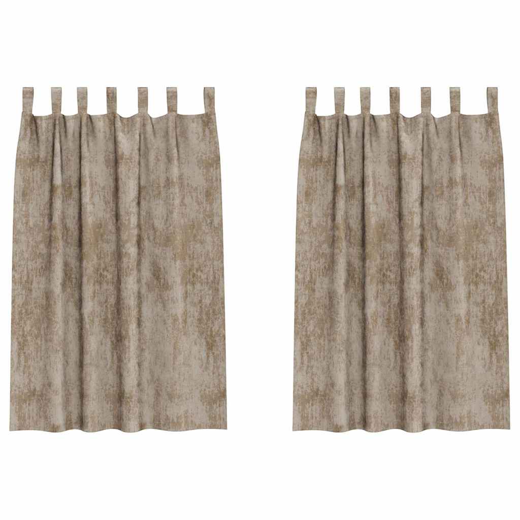 Velour Gardiner 2 pcs champagnefarvet 175 x 140 cm Fløjl