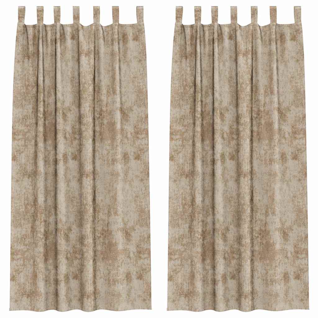 Velour Gardiner 2 pcs champagnefarvet 225 x 140 cm Fløjl