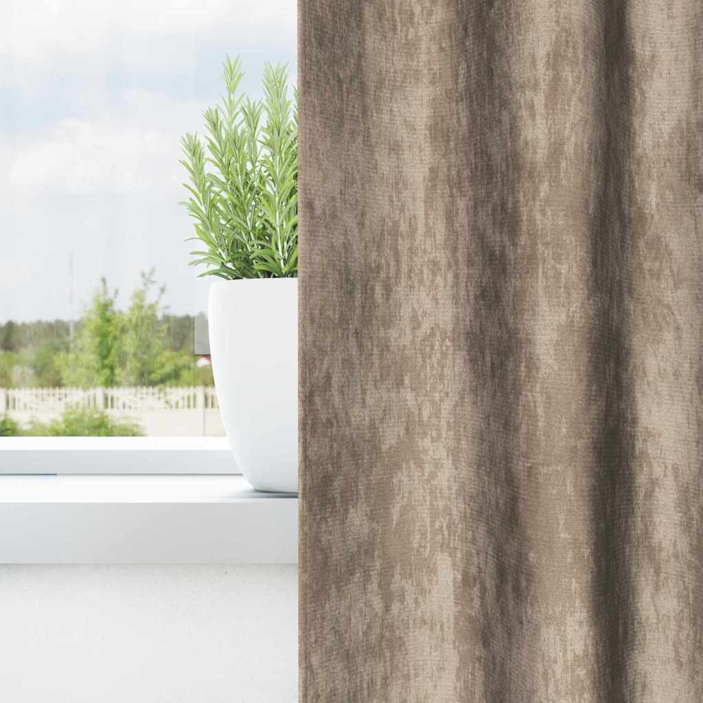 Velour Gardiner 2 pcs champagnefarvet 245 x 140 cm Fløjl