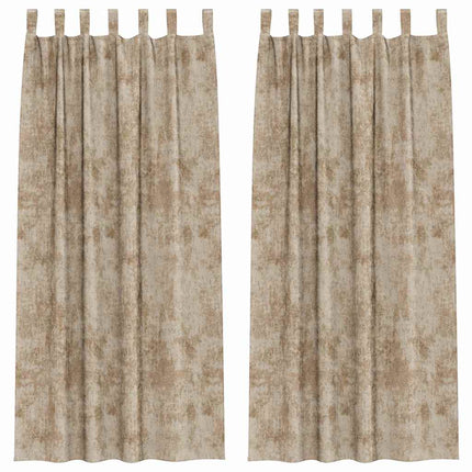 Velour Gardiner 2 stk. champagnefarvet 245 x 140 cm Fløjl
